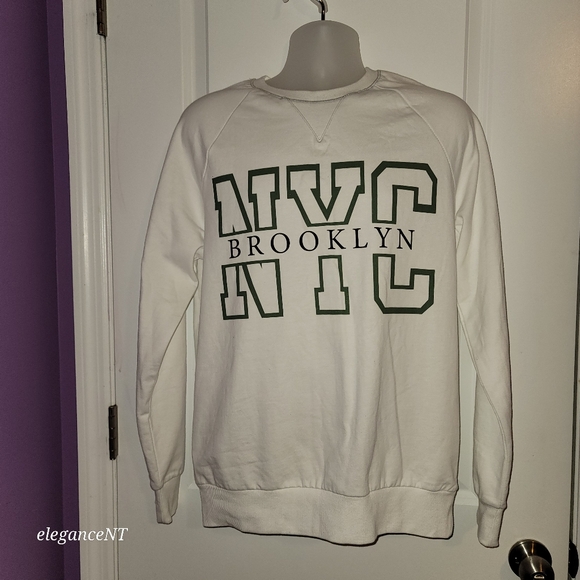 Brooklyn Civilization  Men's White Crew Neck Pullover Sweatshirt  Sz: M - Picture 5 of 7